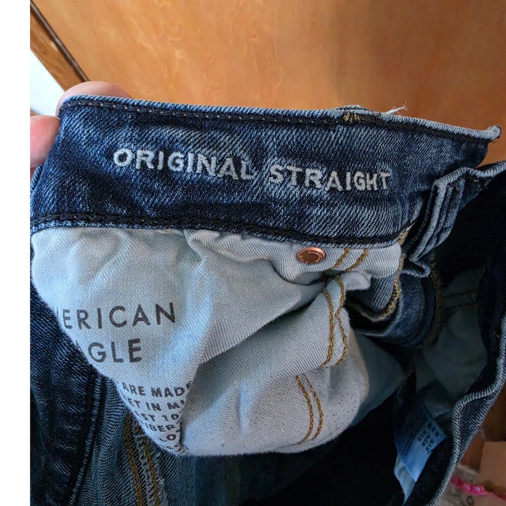 American Eagle Original Straight Jeans Mens 34x34 Medium Wash Blue Denim - Picture 5 of 6